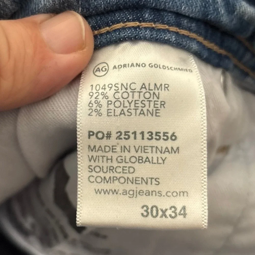 AG Adriano Goldschmied Protege Classic Straight Light Wash Jeans 30x34 1049SNC